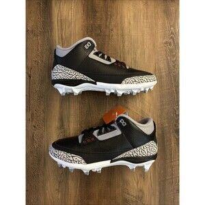 Air Jordan 3 Mid TD 'Black Cement' Football Cleats FZ8626-001 Men Size 10